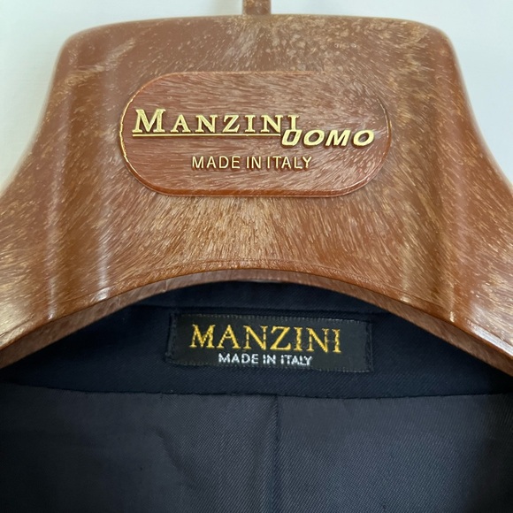 Manzini Uomo Super 120 Wool Single Breasted 3 Button Navy Men's Blazer - Picture 3 of 12